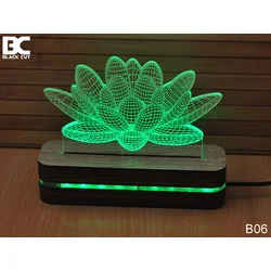 Black Cut 3D Lampa Lotos Zelena