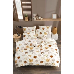 Lessentiel Maison Komplet Posteljine Teddy Bear Heart Fitted, 200x220 cm, Belo-braon