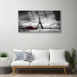 tulup.si Slika na steklu Pariz eifflov stolp poglej 100x50 cm 4 obešalnika