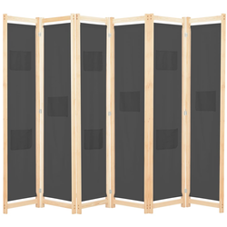 vidaXL Paravan 6-delni 240x170x4 cm sivo blago