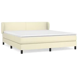 Vidaxl Box spring postelja z vzmetnico krem 160x200 cm umetno usnje