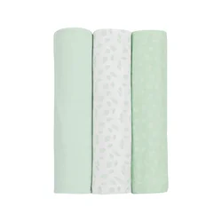 KikkaBoo Pelene od muslina set 3 pcs 100x100 Leaves Mint (KKB12076)