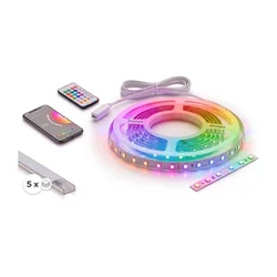 Komplet 1x LED RGBW traka NEO LITE LED/24W/230V 5 m IP65 Wi-Fi + 5x profil 1 m + daljinski upravljač