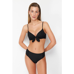 Trendyol Black Balconette Tie Bikini Top