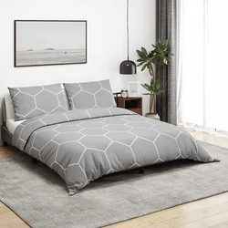 Set posteljine za poplun sivi 260x220 cm pamučni