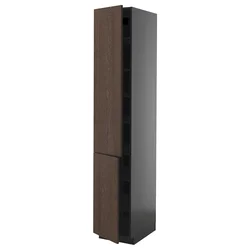 METOD Visoki element s policama/2 vrata, Crnosiva/Sinarp smeđa, 40x60x220 cm