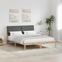 vidaXL Konstrukcija postelje z vzglavjem Rjava 150 x 200 cm blago