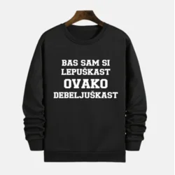 MAFIMI Muški duks Baš sam si lepuškast ovako debeljuškast, Crni