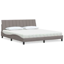 vidaXL Postelja z vzmetnico taupe 180x200 cm blago