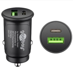 Goobay Dual-USB Auto Fast Charger USB-C črn avtomobilski polnilnik