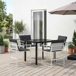 Vrtni set za objed 5 pcs Bijela i antracit 80 x 80 x 73 cm