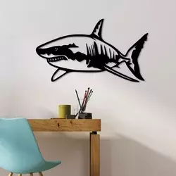 Wallity Zidna dekoracija Shark - L, 70 x 36 cm, Crna