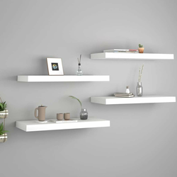 Plutajuće zidne police 4 kom bijele 60 x 23,5 x 3,8 cm MDF
