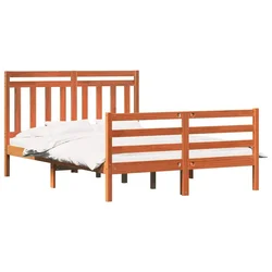 Vidaxl Konstrukcija postelje z vzglavjem Voskast rjav 150 x 200 cm