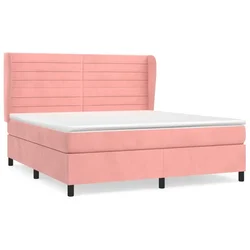 Vidaxl Box spring postelja z vzmetnico roza 180x200 cm žamet