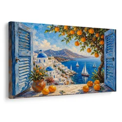Slika santorinska obala s pomarančami - 150x100