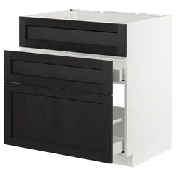 METOD / MAXIMERA Pod.ormarić sudop. i 3front/2fioke, bela/Lerhyttan crno bajcovano, 80x60 cm