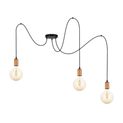 Luster na sajli MIROS 3xE27/60W/230V u obliku pauka, crna/bakarna