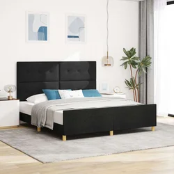 Krevetna konstrukcija s uzglavljem Crna 180 x 200 cm tkanina