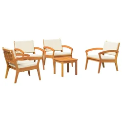 Vidaxl Bistro komplet z blazino 5 szt. Rjava Poliester