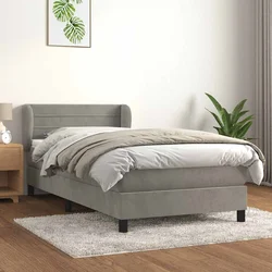 Box spring postelja z vzmetnico svetlo siva 80x200 cm žamet