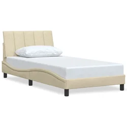Vidaxl Posteljni okvir brez vzmetnice Hanko krem 100x200 cm blago