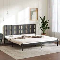 shumee Posteljni okvir siv iz trdne borovine 200x200 cm