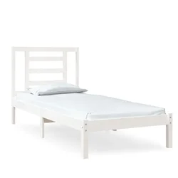 Vidaxl Posteljni okvir bel iz trdnega lesa 75x190 cm 2FT6