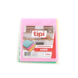 Tipi Višenamenska krpa Ekonomik, 3 komada, Šarena