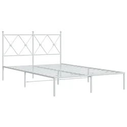 Vidaxl Kovinski posteljni okvir z vzglavjem bel 120x190 cm