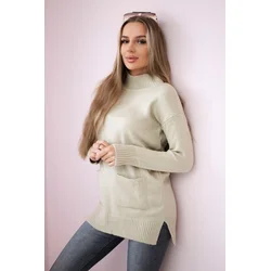 Sweater with stand-up collar beige