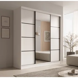Garderobna omara Keri - 200 cm - bela/črna