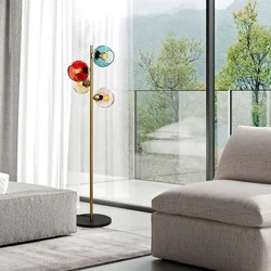 Opviq Podna lampa Benek-15-14546, 36x36x135 cm, IP20, Zlatno-šarene boje