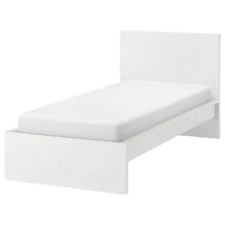 MALM Posteljni okvir, visoki, bela/Lindbaden, 90x200 cm