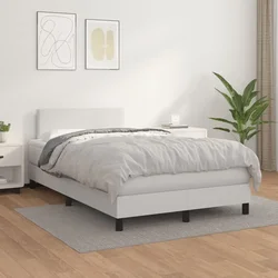 Krevet s oprugama i madracem bijeli 120x200 cm od umjetne kože