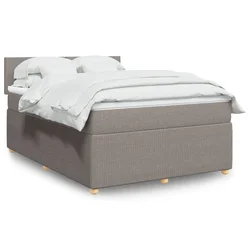 Vidaxl Box spring postelja z vzmetnico taupe 140x200 cm blago