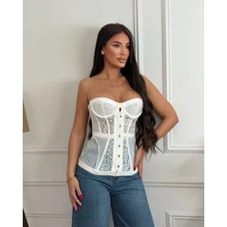 Squareonline Ženski korset White Lace Charm, Beli