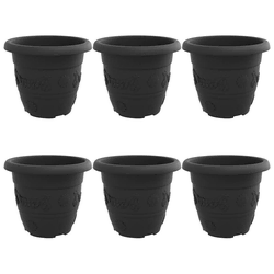 Okrugla saksija za cveće 6 pcs Crna O 30 x 25 cm Plastika