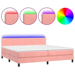 Vidaxl Box spring postelja z vzmetnico LED roza 200x200 cm žamet