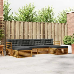 Setovi sofa 6 pcs Prirodna i antracit Čvrsto drvo akacije