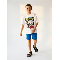 Sinsay - Pamučna oversize majica s printom Superman The Man Of Steel - belo