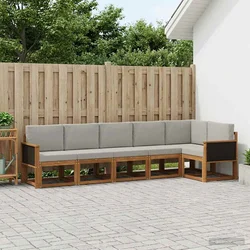 Set vanjskih sofa 6 kom. Prirodna i svjetlosiva Poliester