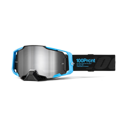 Motokrosové brýle 100% ARMEGA Barely 2 modro-černé (zrcadlové stříbrné plexi)