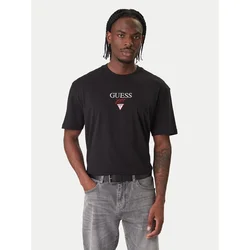 GUESS JEANS Majica BAKER temno rdeča/črna/bela