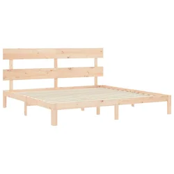 shumee Posteljni okvir z vzglavjem 200x200 cm trden les
