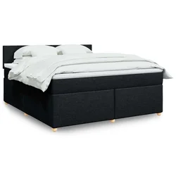 Vidaxl Box spring postelja z vzmetnico črna 180x200 cm blago