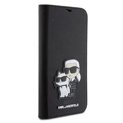 Maska Karl Lagerfeld Saffiano BP Nft Karl&Choupette za iPhone 15, Crna
