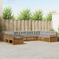 Set vanjskih sofa s jastukom 9 pcs Prirodna i svijetlo siva