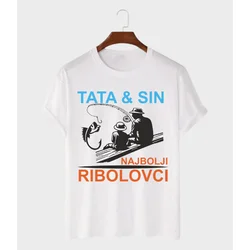 MAFIMI Muška majica Tata i sin najbolji ribolovci, Bela