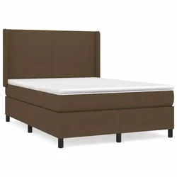 Vidaxl Box spring postelja z vzmetnico temno rjava 140x200 cm blago